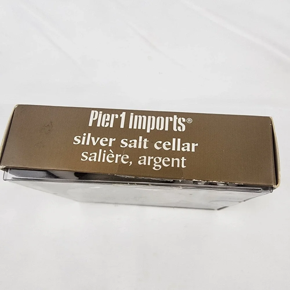 Pier 1 Imports Silver Salt Cellar with Spoon, Vintage‎ Kitchen Decor